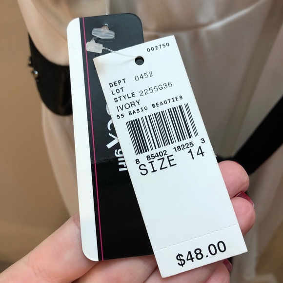 NWT Ivory flowy dress w/ black ribbon (14 juniors) - Picture 4 of 4